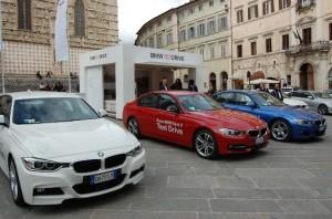 Lo stand di Ad Motor per "Bmw taste drive" a piazza IV novembre, a Perugia