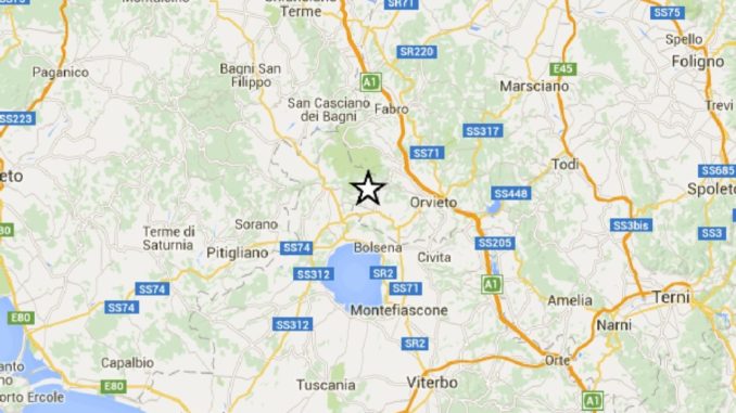 Forte scossa di terremoto nell'Orvietano, gente in strada