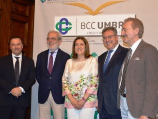 Da sinistra Stefano Capacci, Palmiro Giovagnola, Catiuscia Marini, Luca Pecetti, Marcello Morlandi