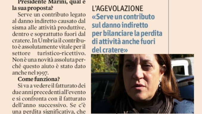 Sisma, Marini a Sole 24 Ore, serve contributo legato a danno indiretto