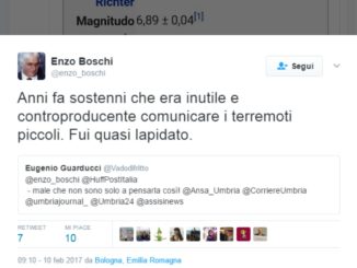 Il geofisico italiano, Enzo boschi, su Twitter dà ragione a Eugenio Guarducci