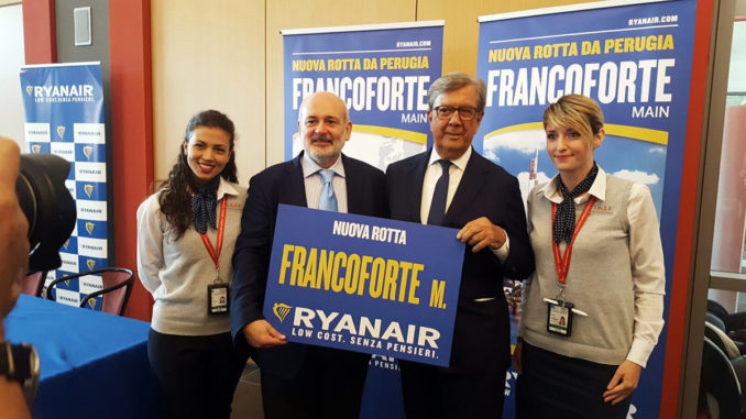 Ryanair lancia la nuova rotta Perugia Francoforte sul Meno