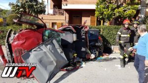 Perugia, incidente stradale a Colombella, scontro tra due auto e camion, un ferito [FOTO]