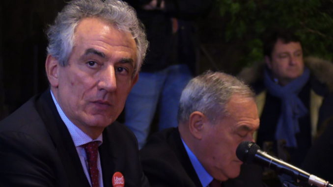 Il saluto di Attilio Solinas, Liberi e Uguali, al Presidente Pietro Grasso, durante la sua visita a Perugia