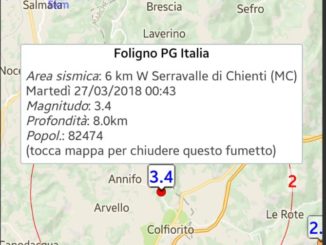Fortissima scossa di terremoto di 3.4 a Serravalle del Chienti, avvertita in Umbria