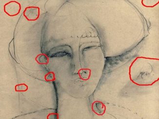 Impronte di Modigliani su Femme Fatale opera esposta a Spoleto a Casa Modigliani