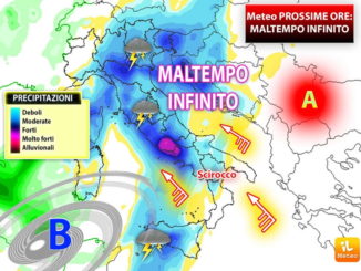 Meteo, maltempo infinito, nuova perturbazione già in atto