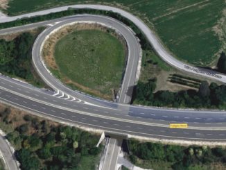 Cantiere stradale sulla SS3 Flaminia a Foligno, svincolo nord, innesto SS 75 Centrale Umbra