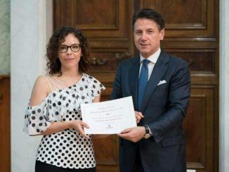 Giuseppe Conte ha premiato la studentessa nursina Eugenia Brandimarte