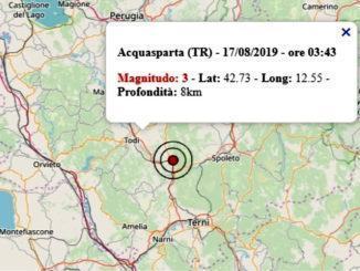 Scossa sismica in bassa Umbria, magnitudo 3.0, dati Ingv