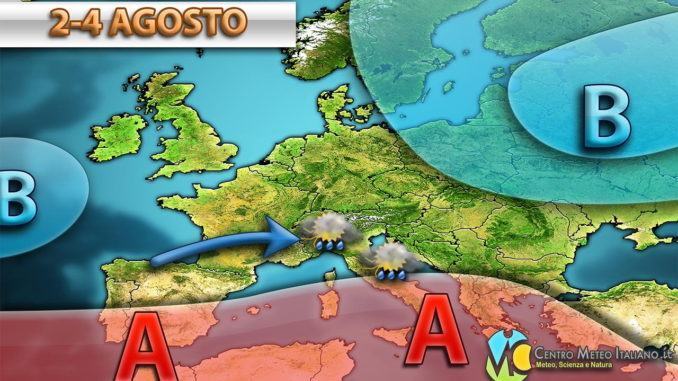 Arriva una perturbazione e sono attesi piovaschi, anche intensi