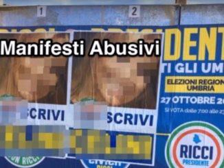 Manifesti abusivi coprono quelli di Claudio Ricci coalizione proposta Umbria