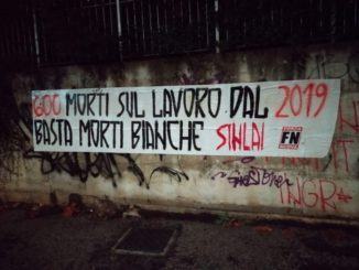 Basta morti bianche striscione affisso anche a Perugia