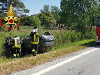 Incendio e incidente con ferito, vigili del fuoco a Perugia e a Corciano