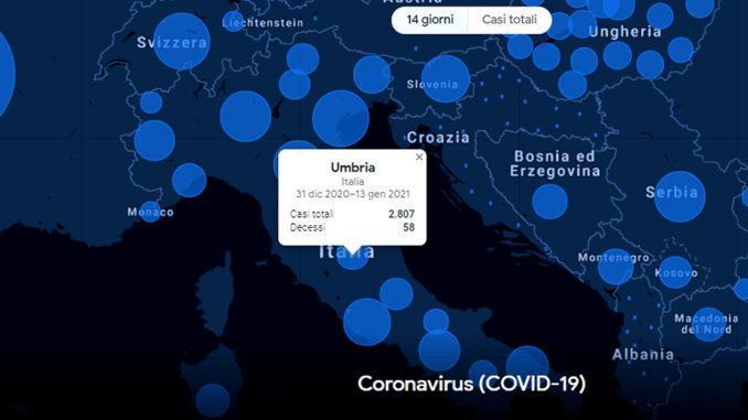 Rt a 0,87 su contagi covid in Umbria negli ultimi 14 giorni, crescono casi