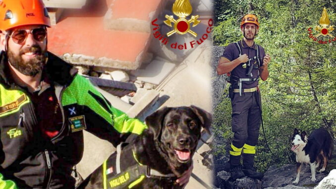 Dana e Kira, vanno in pensione i due cani-pompiere di Terni