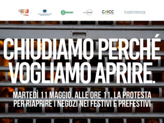 Saracinesche abbassate nei negozi dei centri commerciali martedì 11 maggio