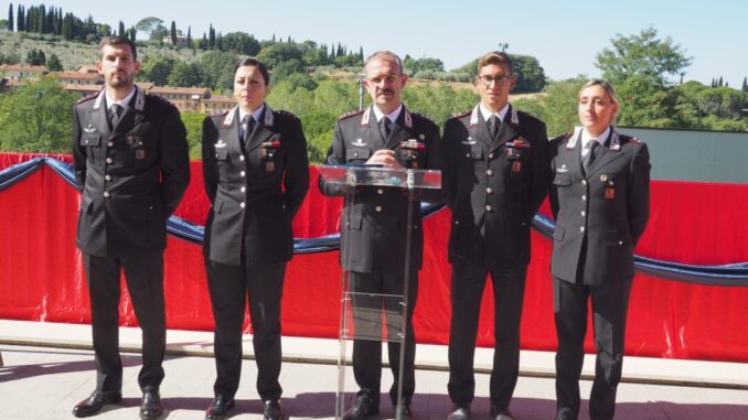 Carabinieri Perugia, colonnello Romano ha presentato i 5 nuovi ufficiali