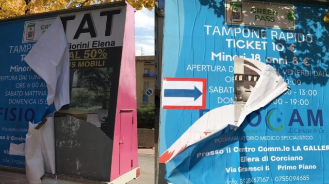 Tamponi a 10 euro per dare una mano in più, ma qualcuno strappa i manifesti