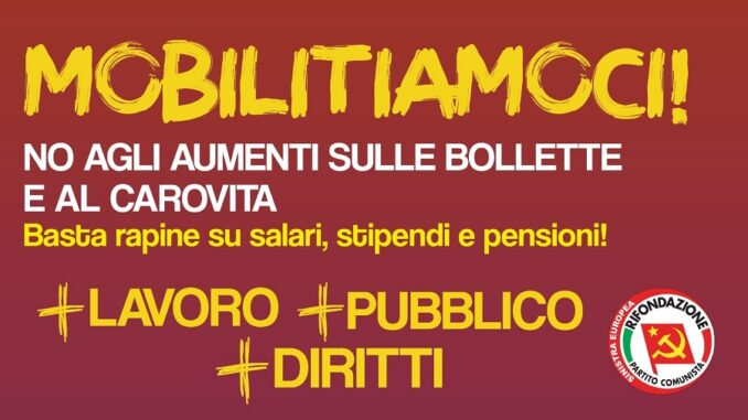 Ferroni Rifondazione comunista di Perugia nelle piazze contro bollette