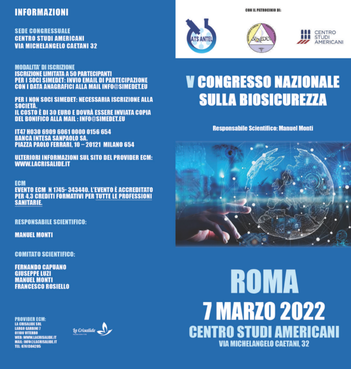 Simedet 5 Congresso Nazionale sulla Biosicurezza a Roma