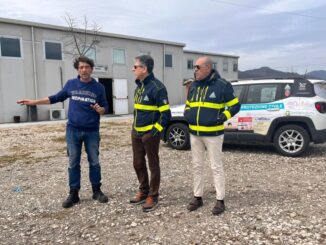 Prima accoglienza profughi ucraini, sopralluogo dell'assessore Merli, protezione civile regionale per l’allestimento