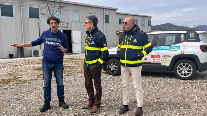 Prima accoglienza profughi ucraini, sopralluogo dell'assessore Merli, protezione civile regionale per l’allestimento