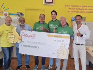 Dalla Grifonissima 1200 euro per la Fondazione Avanti Tutta. Somma ricavata dal contributo degli atleti e associazioni