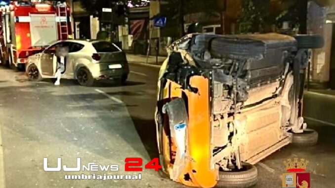 Ubriaca fradicia capotta e urta anche altro auto, a Fontivegge e si incazza pure