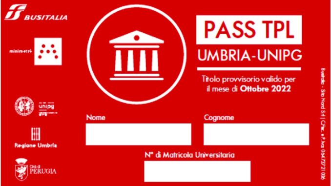Prorogata fino al 30 novembre pass provvisorio Tpl Unipg