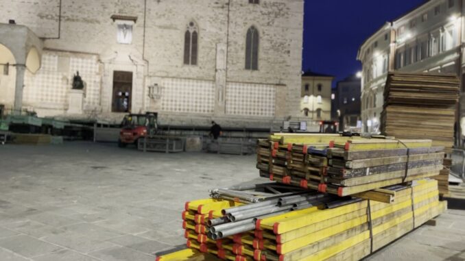 Capodanno Rai a Perugia, si monta il palco in piazza IV Novembre