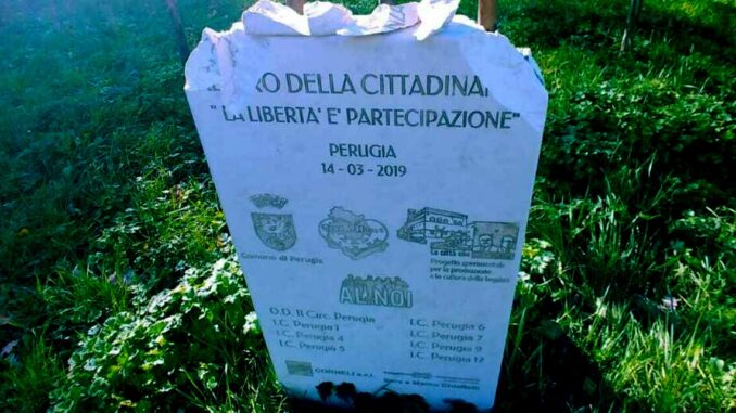 Inaugurazione ‘Stele della legalità’ al Percorso Verde di Perugia