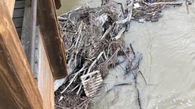 Ponte di legno a Ponte San Giovanni prevenire un possibile danno ai piloni