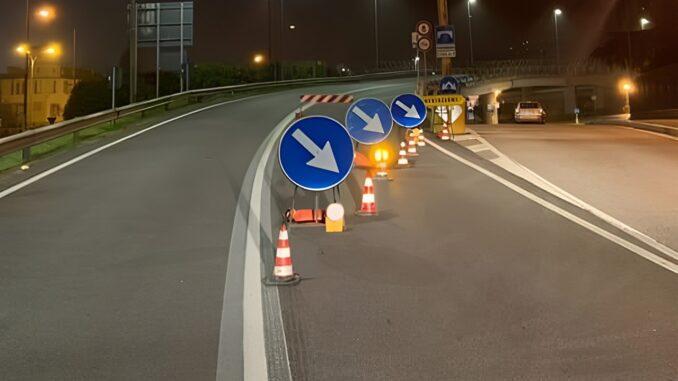 Chiusa di notte SS318 di "Valfabbrica" per lavori di ampliamento