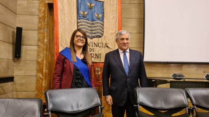 Ministro degli esteri Antonio Tajani visita la provincia di Terni