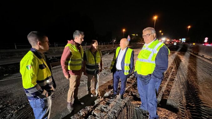 Cantieri E45 a Ponte San Giovanni sopralluogo notturno assessore Melasecche