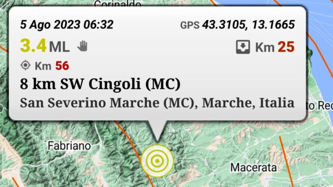 Terremoto a Macerata, scossa di magnitudo 3.4 avvertita anche sul litorale, non ci sarebbero danni