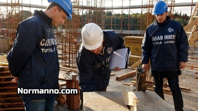 Controlli Carabinieri sul cantiere, 2 denunce e sanzioni per 1.200 €