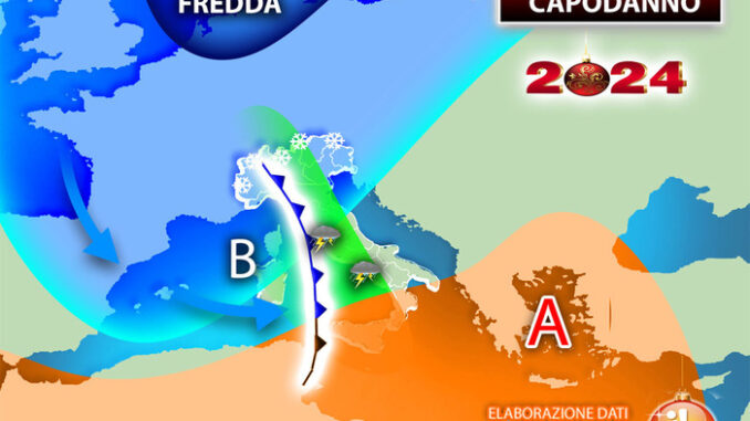 Nevicate su Alpi e piogge in pianura, previsioni per fine e inizio anno