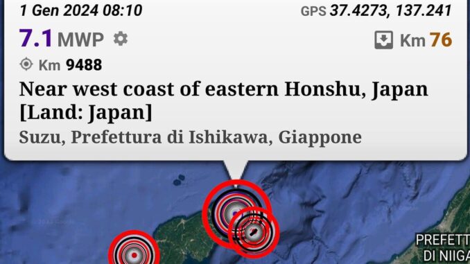 Terremoti magnitudo 7.5 - 5.5 e 5.1 nell'ovest del Giappone, allerta tsunami