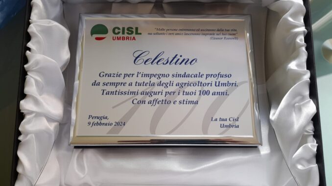 Celestino Castagnoli soffia su 100 candeline. La Cisl gli fa gli auguri