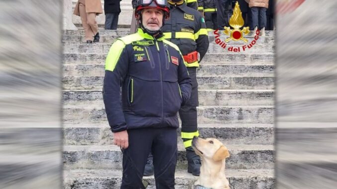 Massimo Giorgetti e il cane Blinky, coppia leggendaria tra i Vigili del fuoco