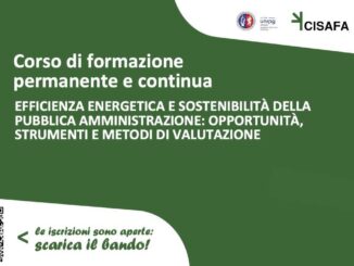 Aperte le iscrizioni al Corso di formazione in ‘Efficienza energetica e sostenibilità per la pubblica amministrazione