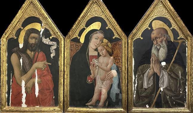 Restituito un trittico tempera e oro su tavola del XV secolo ad Arrone