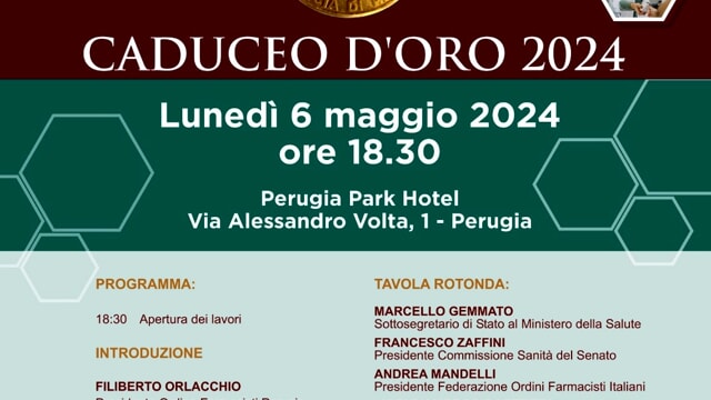 Ordine dei Farmacisti: premio Caduceo d'oro 2024