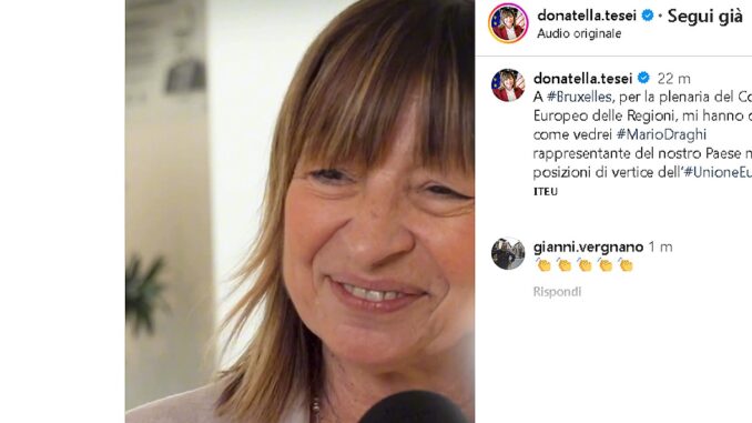 Donatella Tesei su Mario Draghi: Potenziale Guida per l'Ue