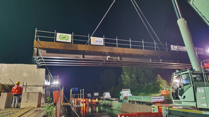 Varo del nuovo cavalcavia sulla E45 a Promano