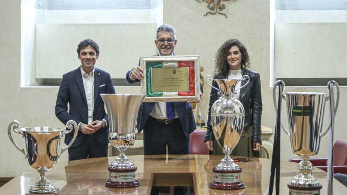 Sir Susa Vim. Il saluto del Comune di Perugia ai Campioni d'Italia (Foto Crocchioni)