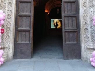 Due dildo realizzati con i palloncini rosa davanti Palazzo dei Priori, risate a crepapelle sul web