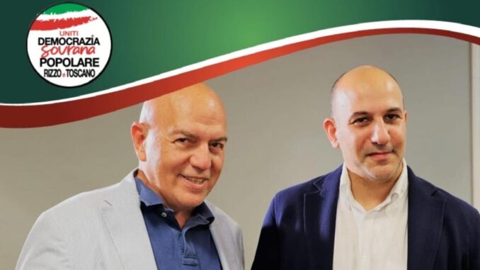 Marco Rizzo, coordinatore di Democrazia Sovrana Popolare, in visita a Perugia per le elezioni europee